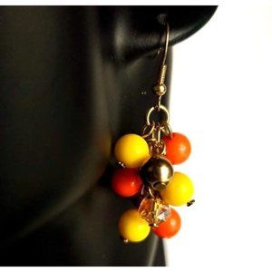 Laura Ashley Women's colorful cluster beaded gold tone drop/dangling ear…